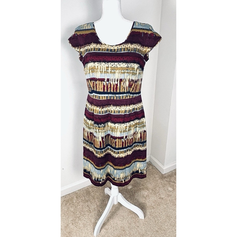 Vintage Pendleton Womens Dress Lined Sheath Aztec Print Red Brown Size 12